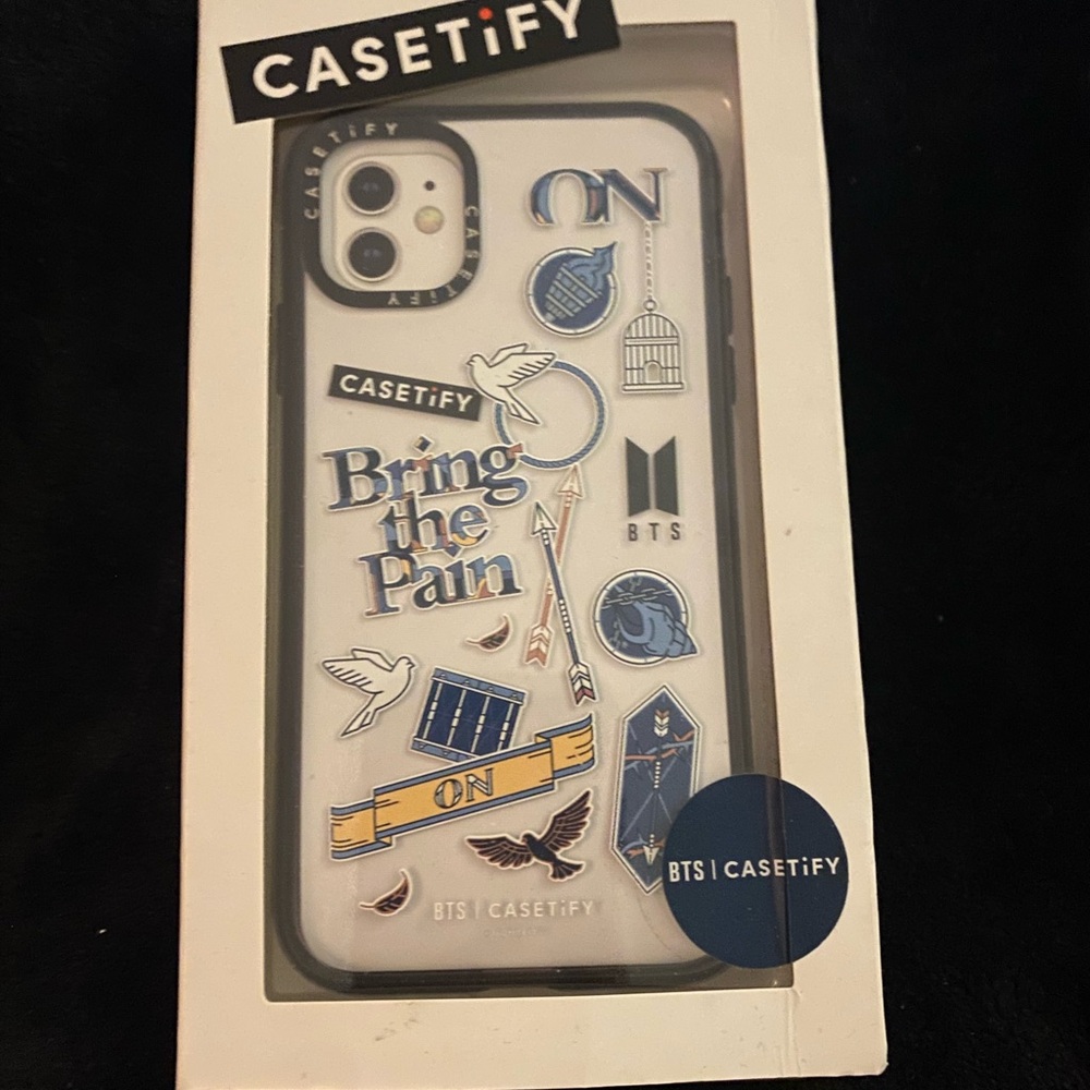 Casetify White, Blue & Gold 'Bring the Pain' BTS Sticker Art Phone Case